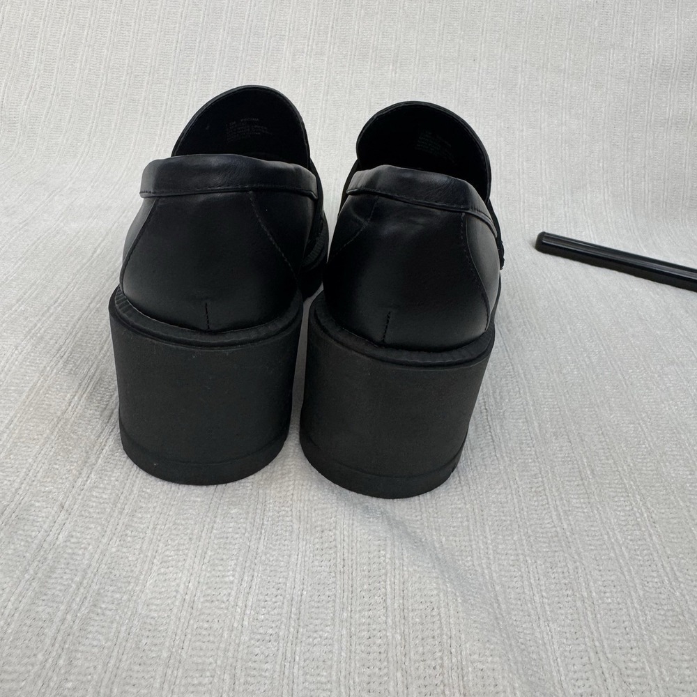 Esprit Platform Loafer Heels Womens 7.5 Black Chunky Lug Sole Slip On - Picture 4 of 9
